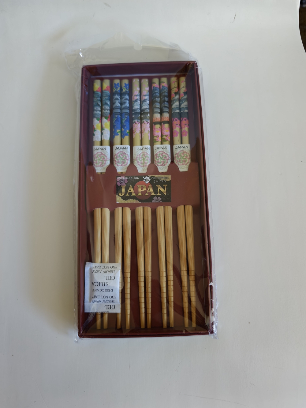 Japan Floral Bamboo Chopsticks Set